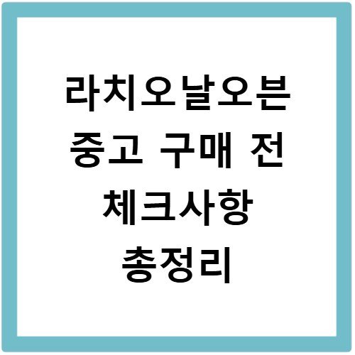 라치오날오븐 중고 구매 전 체크사항 총정리