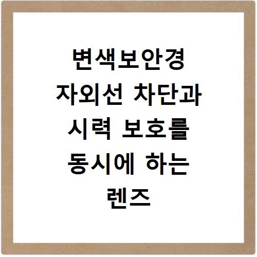 변색보안경 자외선 차단과 시력 보호를 동시에 하는 렌즈