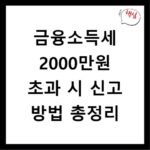 금융소득세 2000만원 초과 시 신고 방법 총정리