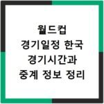 월드컵 경기일정 한국 경기시간과 중계 정보 정리