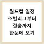월드컵 일정 조별리그부터 결승까지 한눈에 보기