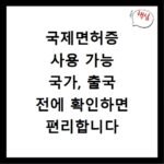 국제면허증 사용 가능 국가, 출국 전에 확인하면 편리합니다