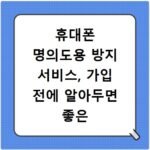 휴대폰 명의도용 방지 서비스, 가입 전에 알아두면 좋은 내용